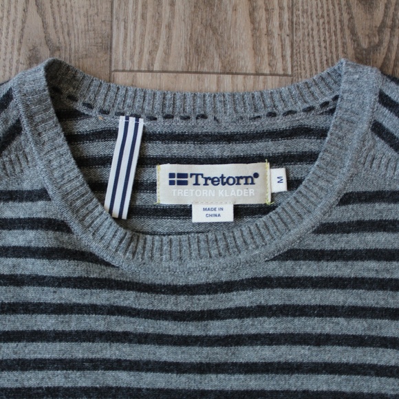 Tretorn Klader Men's Medium M Sweater Gray Stripe - Picture 3 of 4